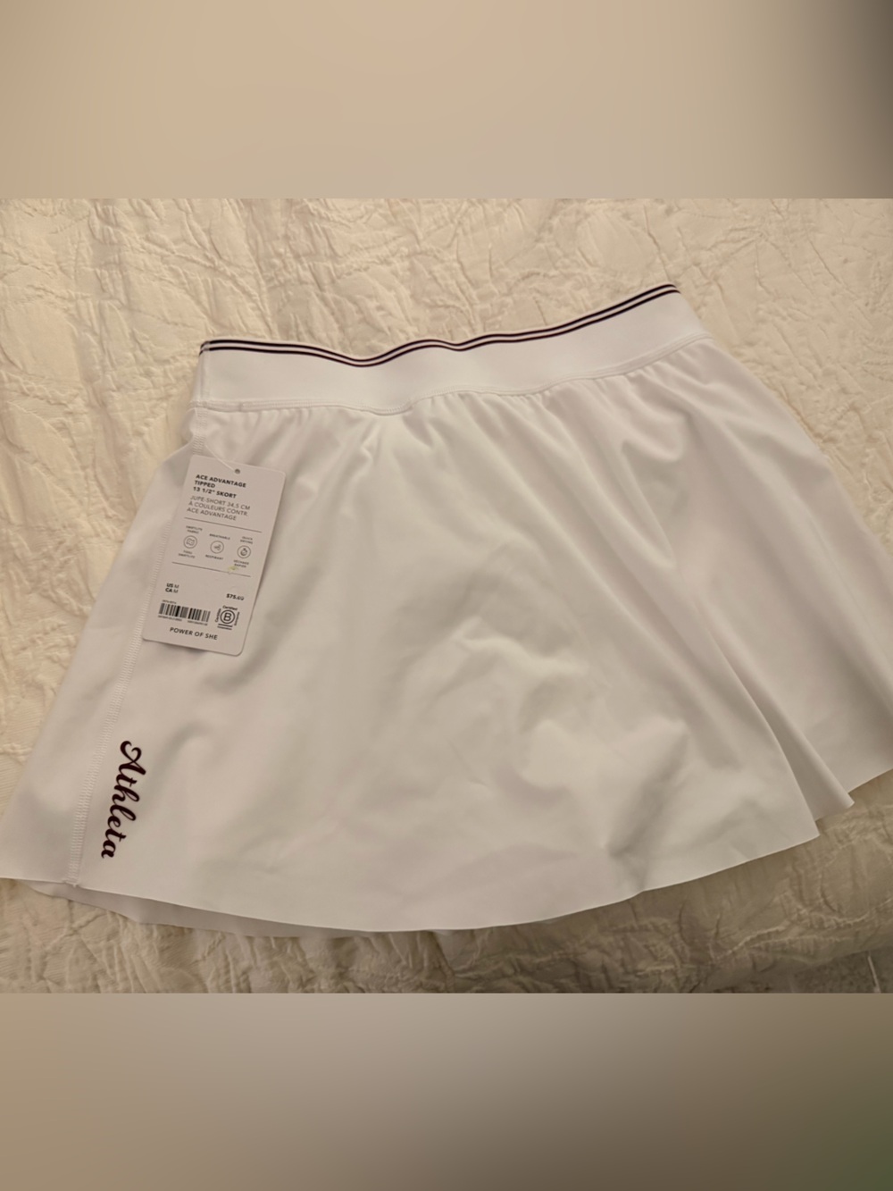 Athleta White Skort with Maroon detail